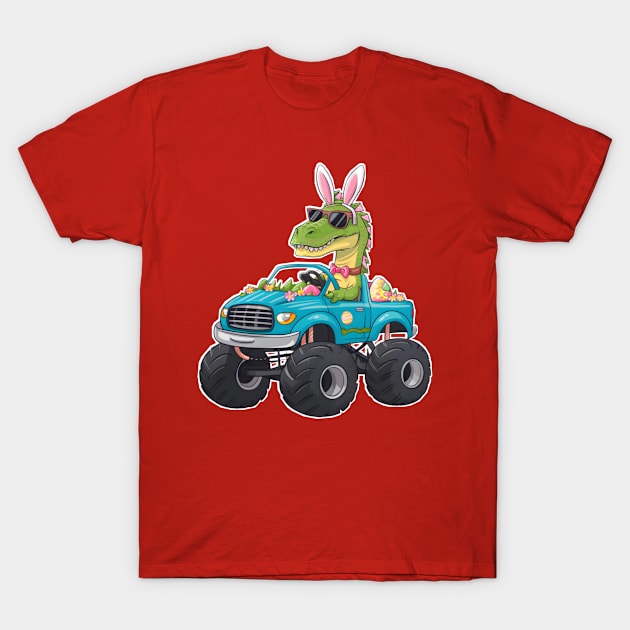 Happy Easter Monster Truck - funny dinsoaur trucker T-Shirt by Qrstore